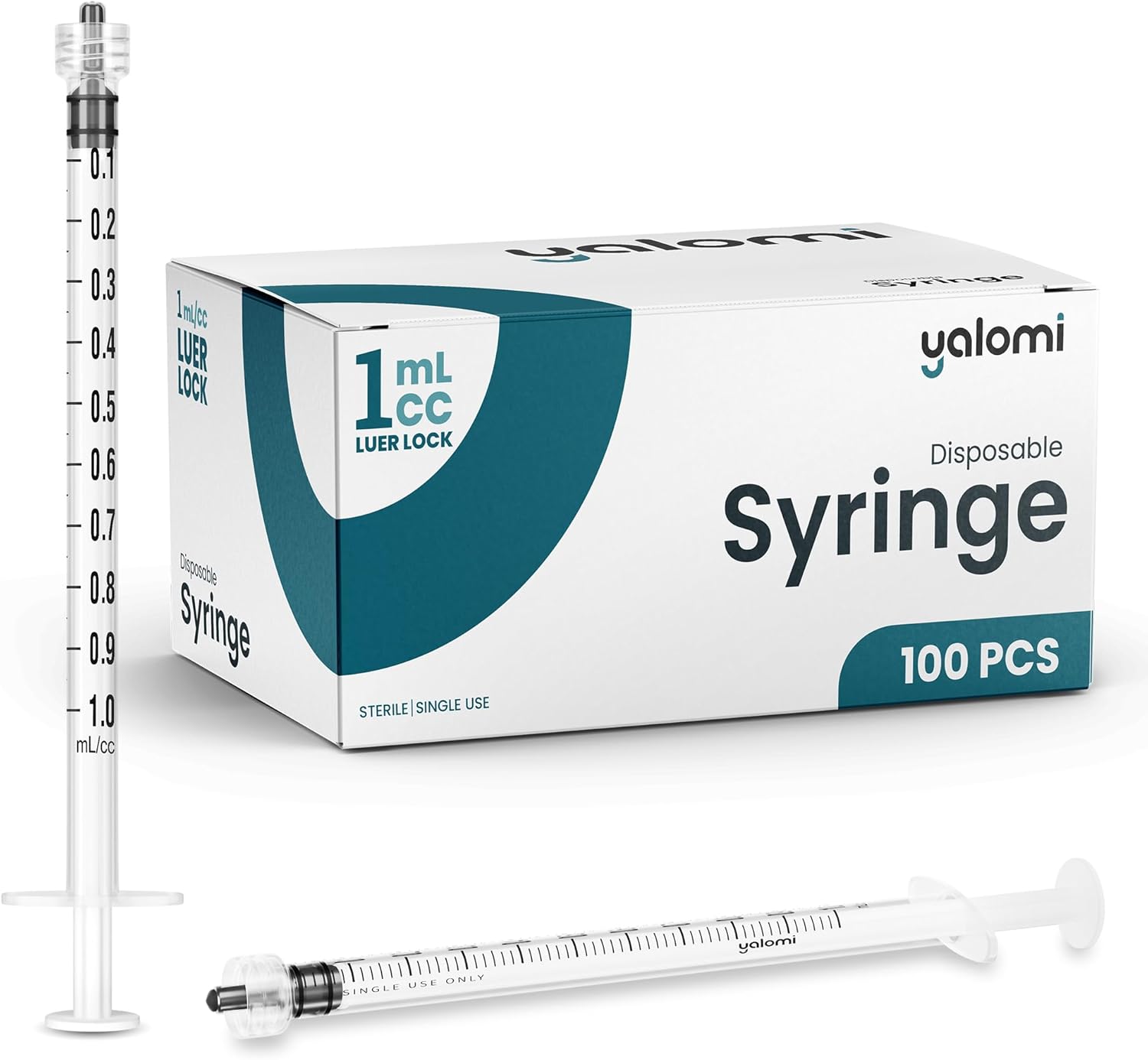 Yalomi 1mL Luer Lock Syringes (100-pack, no needle)